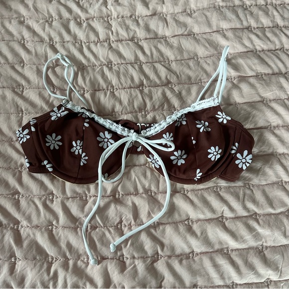 Pacsun Eco Brown Floral Beverly Crochet Underwire Bralette Bikini Top - Picture 4 of 5